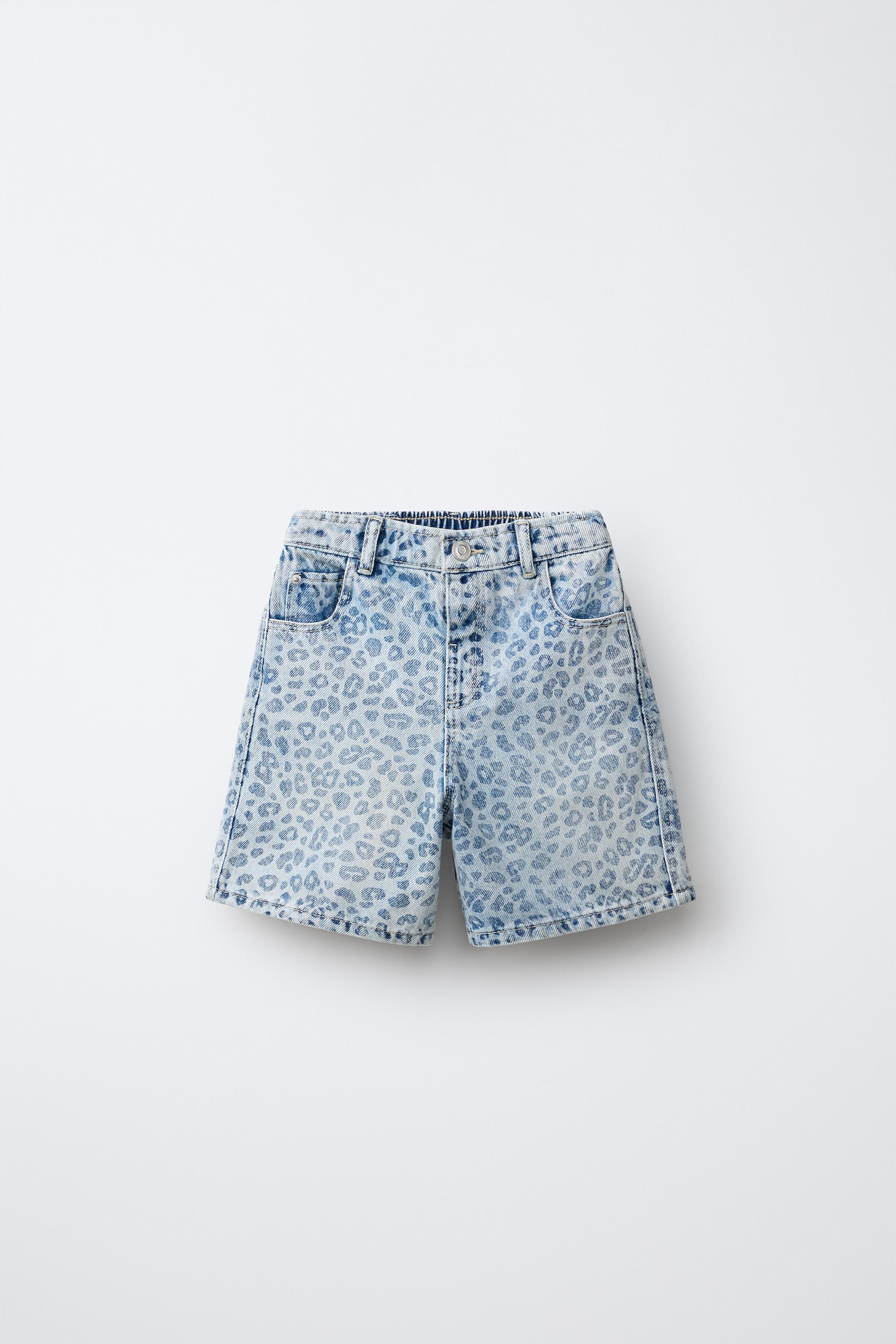 ANIMAL PRINT DENIM SHORTS